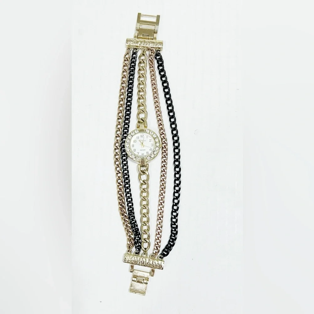 Geneva Platinum Stainless 6 Bracelet Style Watch